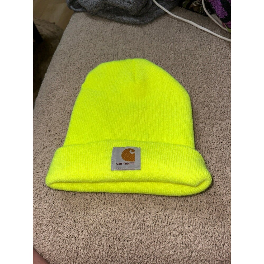 Neon yellow Carhartt beanie